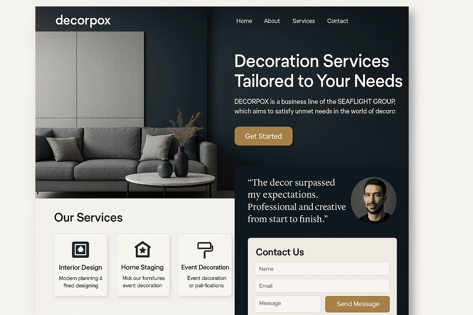 decorpox.com website mockup